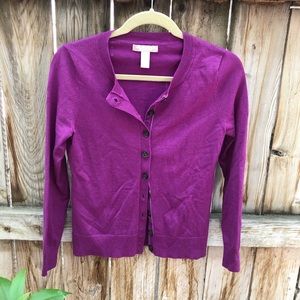 Banana republic purple cardigan merino wool S